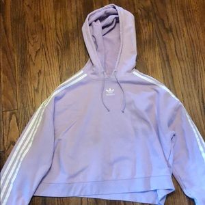 Purple cropped adidas hoodie